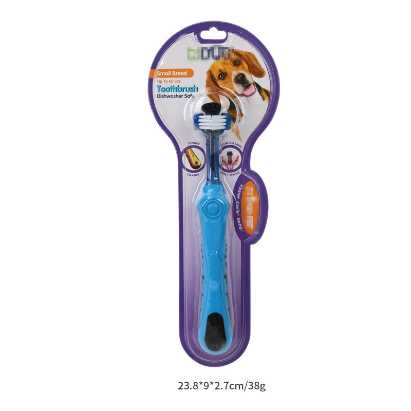 Productos para mascotas de explosión transfronteriza cepillo de dientes de tres extremos cepillo de dientes tridimensional cepillo de dientes multiángulo cepillo de dientes oral para perros y gatos image 13
