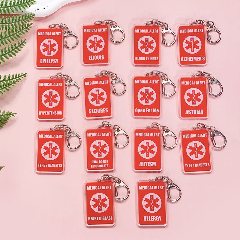 Cross-Border Emergency Medical Acrylic Keychain, Fashionable Bag Pendant, Cute Backpack Key Accessory, Gift