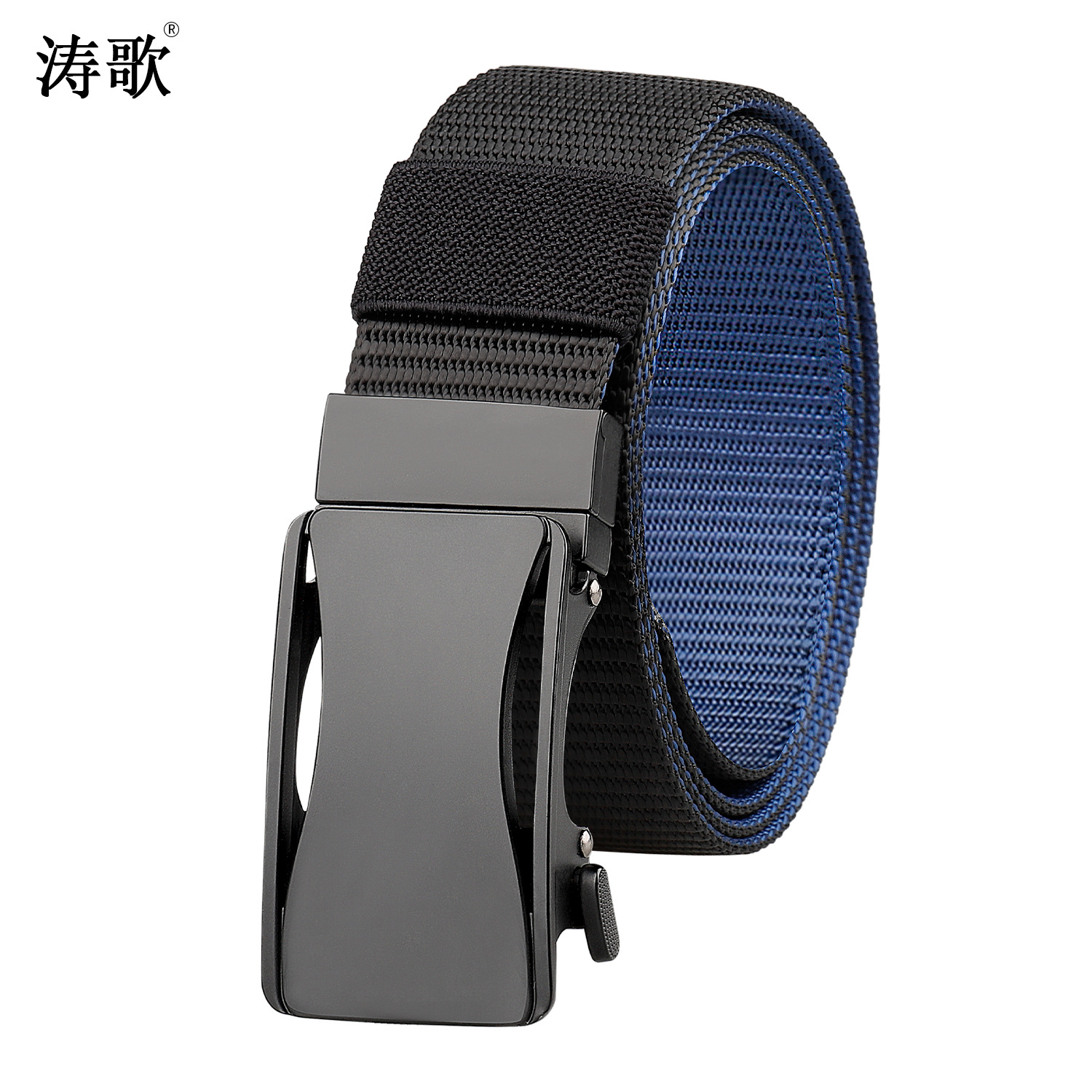 Nueva hebilla giratoria cinturón de nylon tejido casual para hombres cinturón de aleación de hebilla de lona cinturón de dos colores