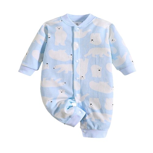 Baby pure cotton onesie for newborns, cartoon long-sleeve pinafore for all seasons, unisex crawling suit for babies, stylish and cute clothes