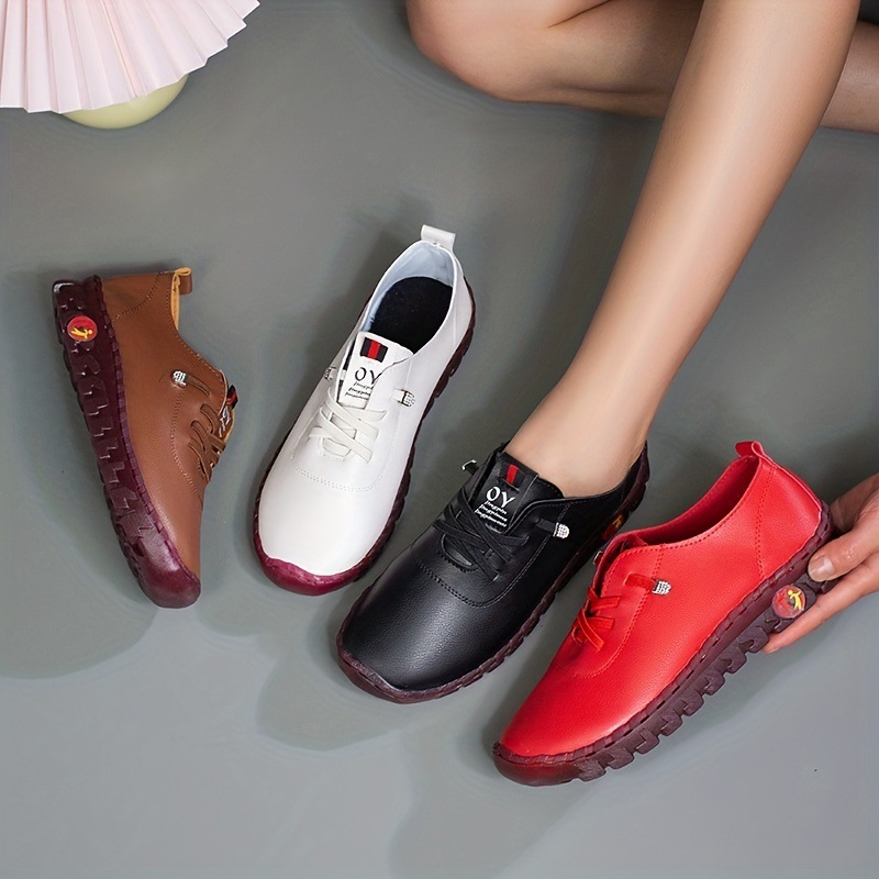 Zapatos de mujer de primavera y verano de comercio exterior zapatos de lazos de madres de pies gruesos con base de tendón suave zapatos de cuero de tamaño grande