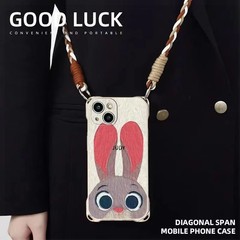 漫画バニー Apple 15Promax クロスボディ携帯電話ケース iPhone14 落下防止 13 リストバンド 12/11 ソフト x