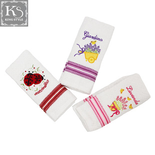 Cross-border Wholesale Foreign Trade Special for Heavy Thickened Absorbent Distinctive Embroidered Pure Cotton Tea Towel Tea Set Cloth Wipe Cup Towel