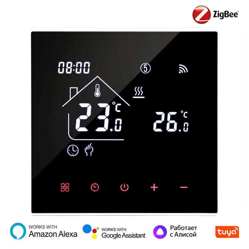 Zigbee Electric Floor Heating Thermostat, Water Floor Heating Wall-Mounted Boiler Thermostat, Tuya App Remote Control for Floor Heating Temperature Adjustment