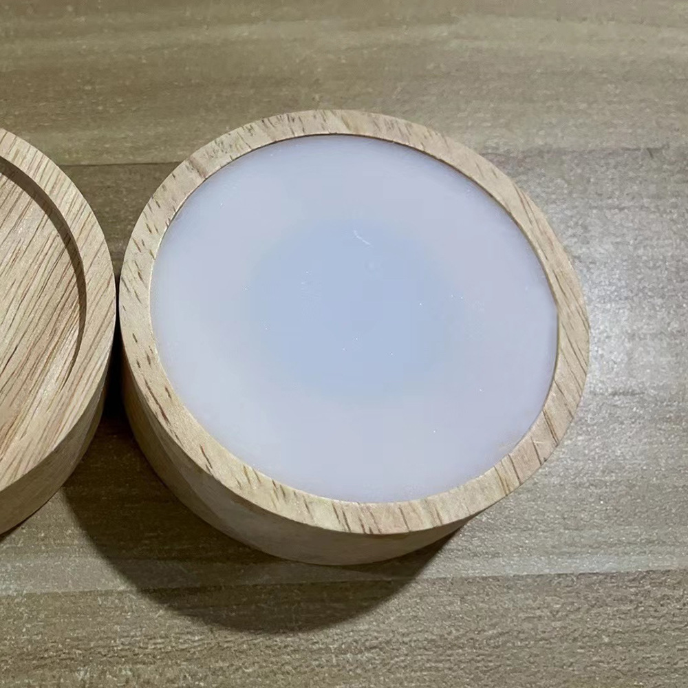 Yonii LED luz nocturna de madera maciza 3 pilas AAA luz cálida de base luminosa de madera maciza redonda inalámbrica