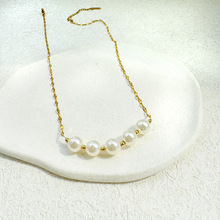 新款复古珍珠钛钢项链女轻奢高级感时尚感小众气质锁骨链饰品