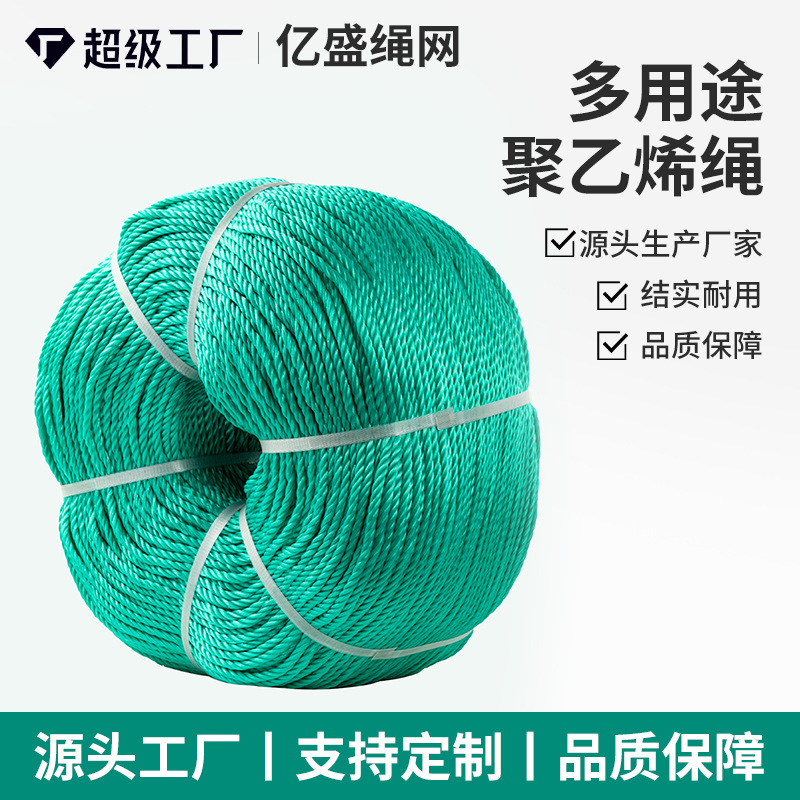 聚乙烯绳 尼龙PE三股绳捆绑打包绳大棚压膜绳渔业养殖绳 吊秧绳子