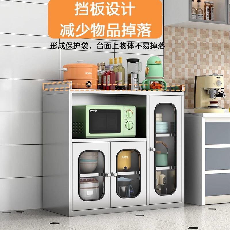 304 Stainless Steel Home Kitchen Restaurant Sideboard Cabinet Storage Cupboard Storage Tea Cabinet Meal Preparation Table