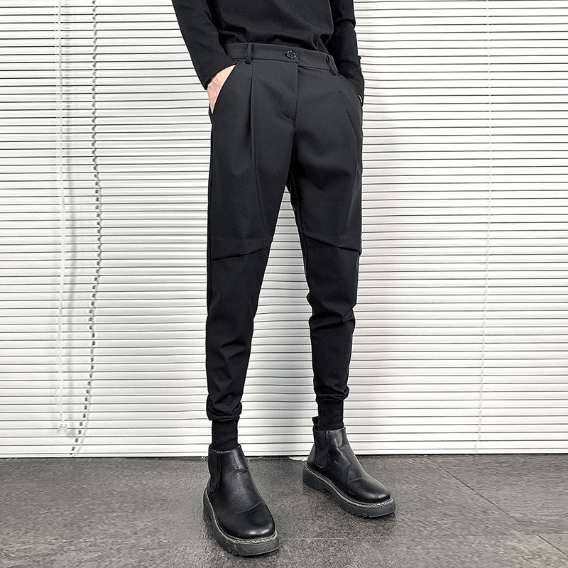 Cross-Border Spring and Autumn Functional Jogger Pants for Men, Korean Style, Stylish Slim-Fit Dress Pants, Hairstylist Long Pants Paired with Martin Boots