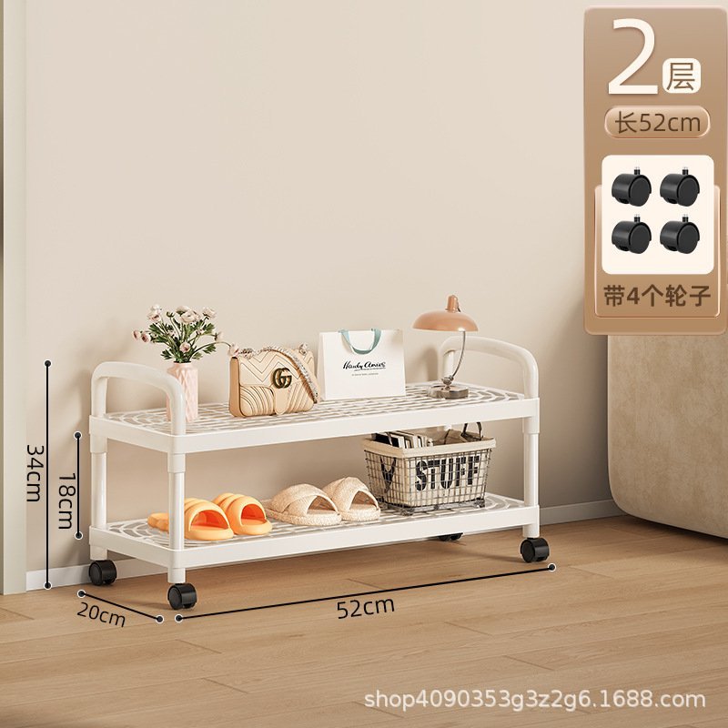 바퀴가 달린 2층 52cm [신발 4-6켤레 수용 가능]
