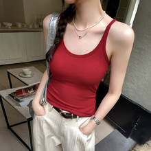 美式复古辣妹修身吊带背心女2024夏季性感大U领无袖内搭外穿上衣