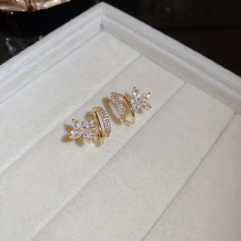 Pendientes de perlas de flor de circón de aguja de plata, pendientes de lujo de alta gama de lujo ligero exquisito, pendientes de todo fósforo blanco de moda de nicho al por mayor