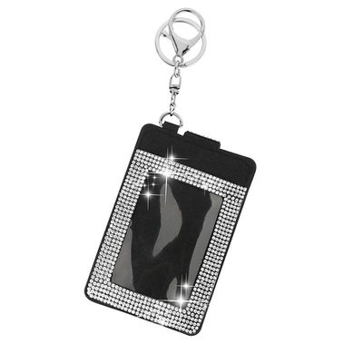 Cross-Border Hot-Selling Rhinestone Card Holder, Large Capacity, Multiple Color Options, Small Card Slots, Compact Leather Pu Card Case for Women (Multimediya və saxlama aksesuarları) - vertical-clamping-package-white-drill