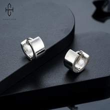 素圈耳环男时尚潮流个性百搭宽面耳扣女简约设计配件饰品耳饰批发