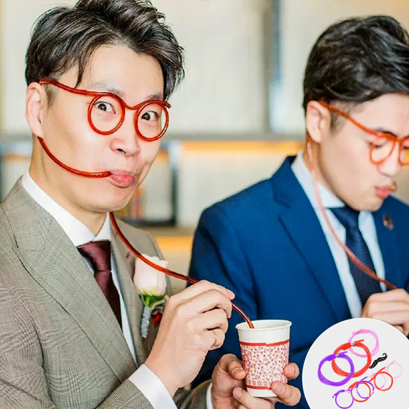 안경 빨대 1 개 (색상 랜덤)