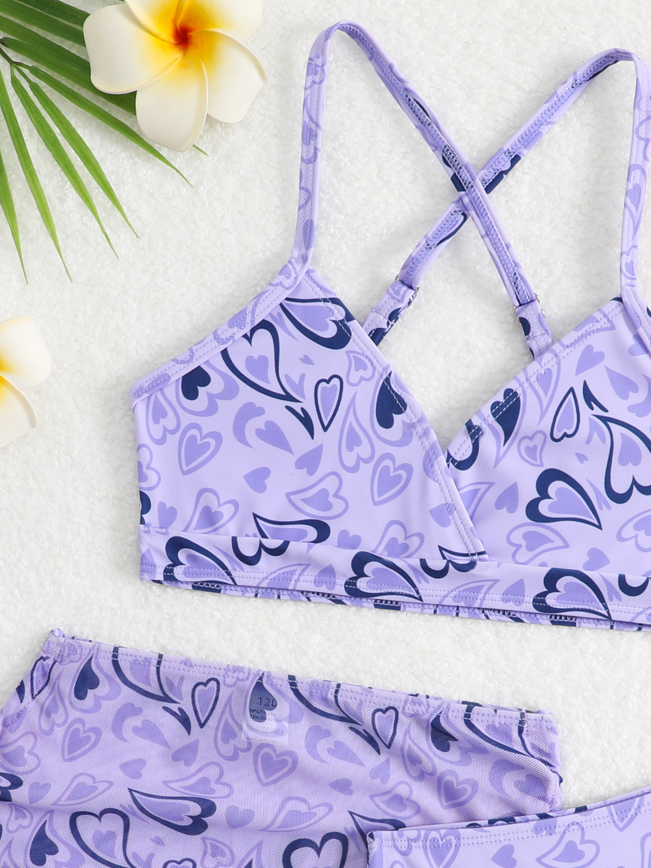 Mädchen Badeanzug Set Mit Herz-muster Im Dreiteiligen Design_voghion.com