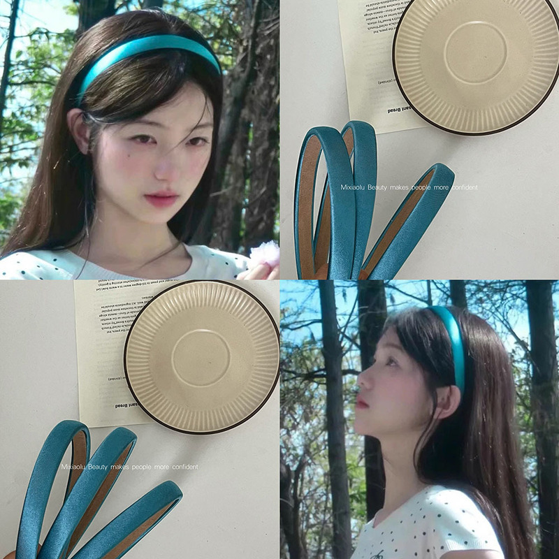 Super Beautiful White Water Green Headband Women's 2025 New Spring and Summer Daily Wear Elegant Retro Thin Headband Hair Card
