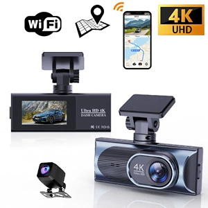 Yeni Model Videoqeydiyyatçı, 4K Ön və Arxa İkili Qeyd, Telefon WF, GPS, Avtomobil DVR