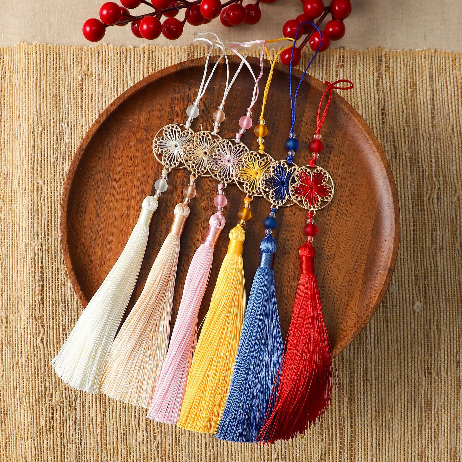 Flora de la luna llena colgante bordilla decoración del barril de la fiesta de Año Nuevo con flores de material DIY colgante de hebilla de seguridad