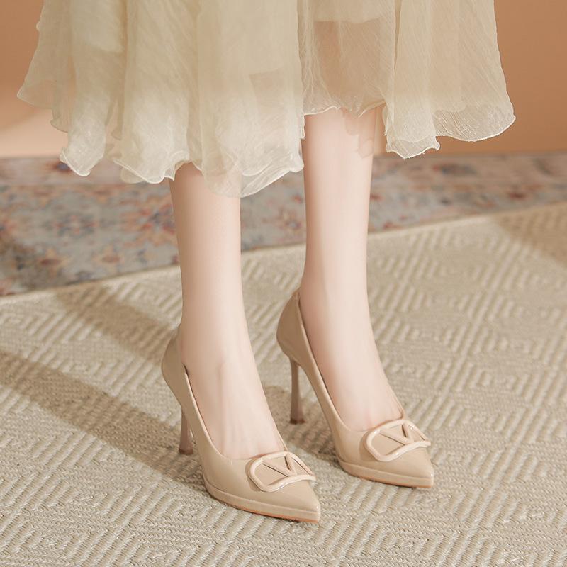 High heels nude platform pointed-toe