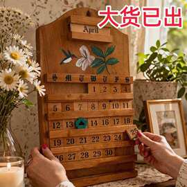 跨境新品Festive Wooden Calendar节日木质日历墙壁装饰