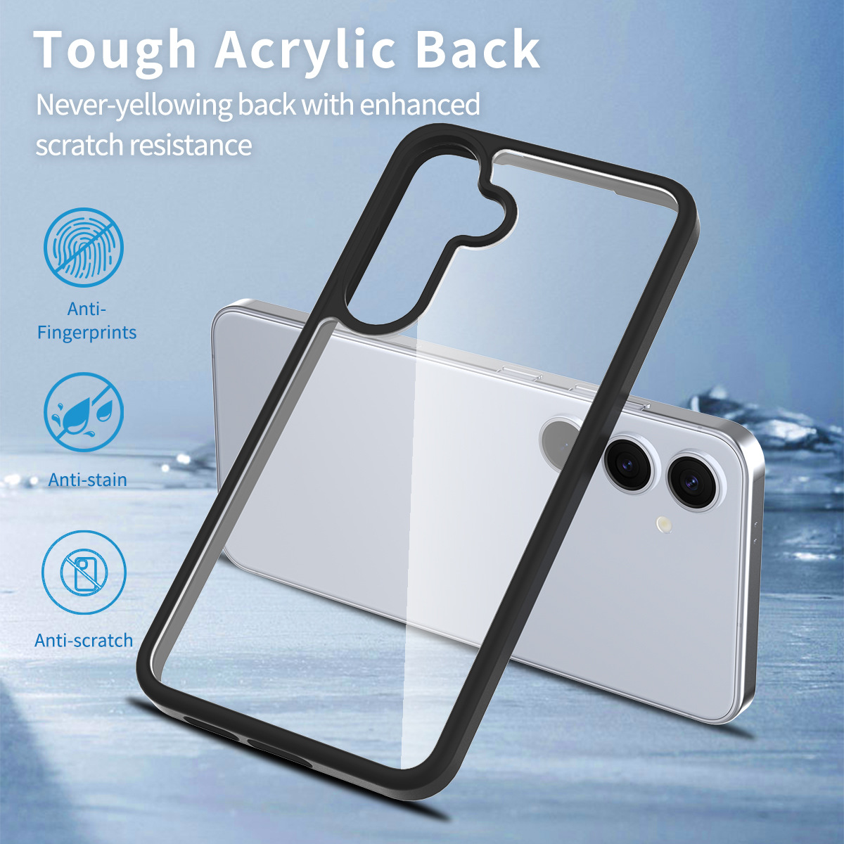 Cross-border S25 Plus Silver Shield Transparent Frosted Side with Hanging Skin S25 Edge Cover for Mobile Phone