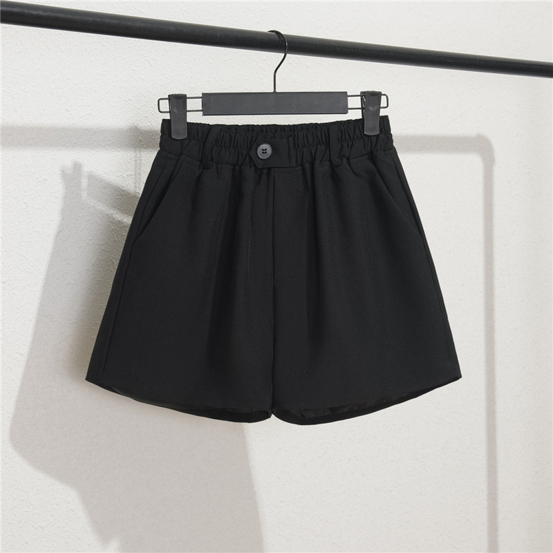 Damen Casual High Waist Loose Fit Graue Shorts Sommer Gerades Bein Bermudashorts mit Knöpfen_voghion.com