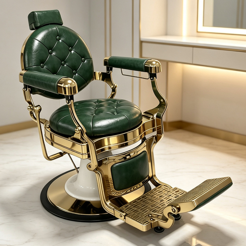 Sillón de Barbería Reclinable Fanjie para Hombres, Sillón Profesional para Salón de Belleza, Sillón de Corte de Pelo Semitiltable de Alta Resistencia, Sillón de Barbería Ajustable