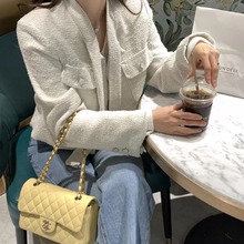 韩国chic2025秋冬新品法式气质设计款领带子粗花呢长袖小外套女