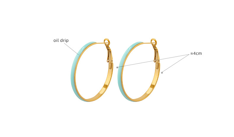 Fashion Circle Titanium Steel Enamel Hoop Earrings 1 Pair