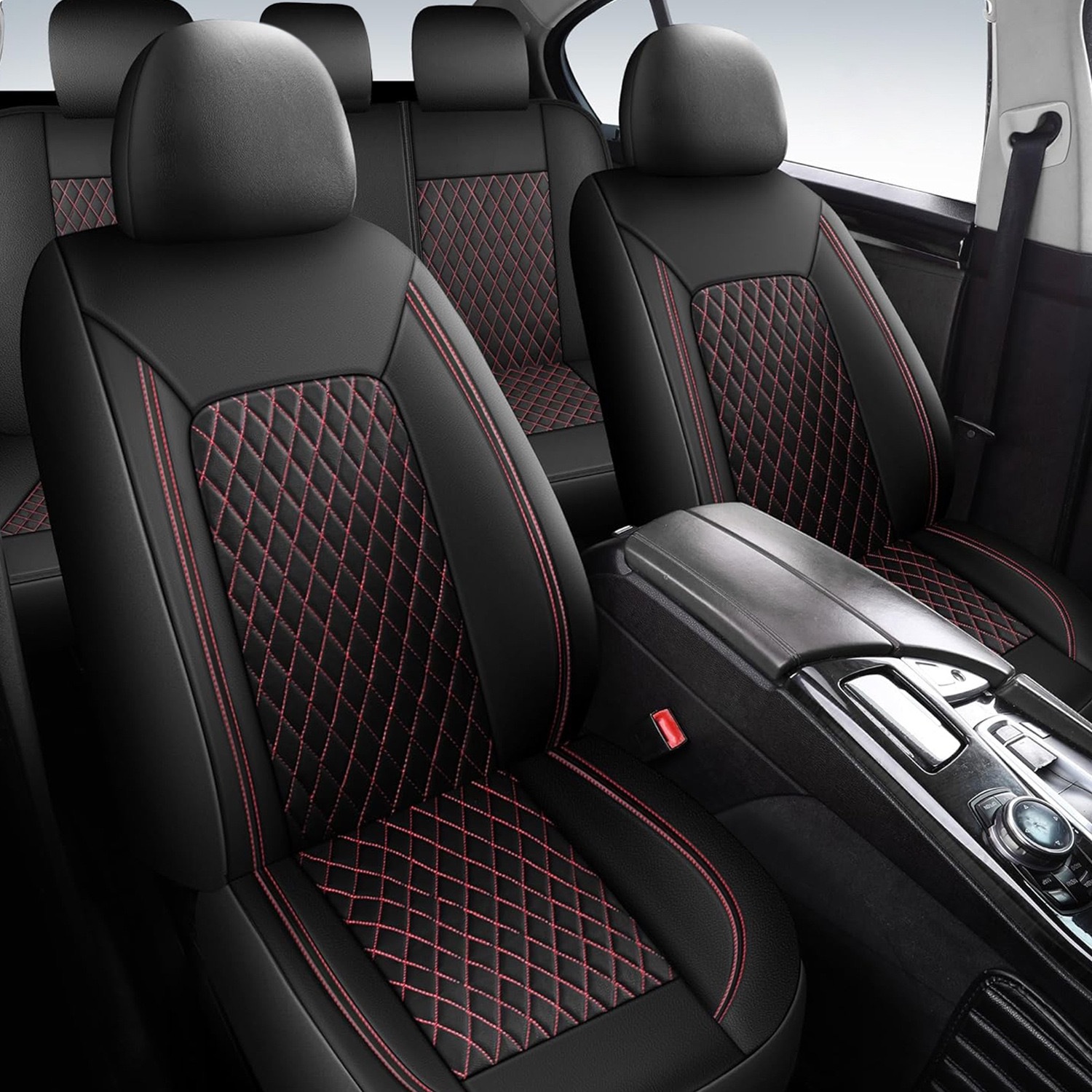 New cross-border single-line diamond pattern PU leather universal car seat cover for Amazon, Temu, Mercado Libre, Mexico