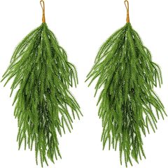 跨境诺福克松针仿真壁挂  亚马逊圣诞节绿植假花家居装饰手感软胶