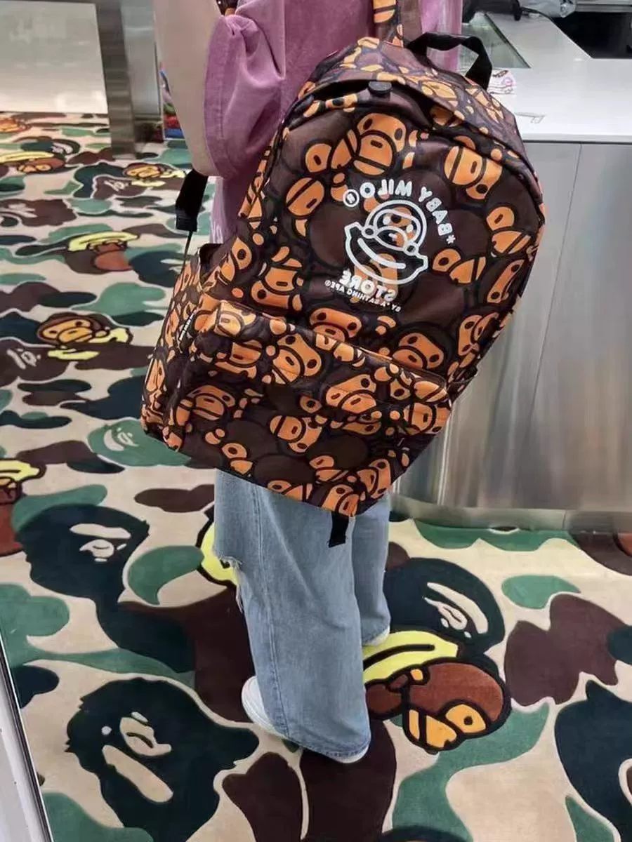 Рюкзак (BAPE BABY) каму-обезьянка принт, повседневная куртка для детей, 0.35 кг, зелёный/синий/кофейный