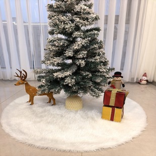 Cross-Border Rolling Bundle Christmas Tree Skirt 2025 New Tree Skirt Holiday Decorations White Plush Christmas Tree Skirt