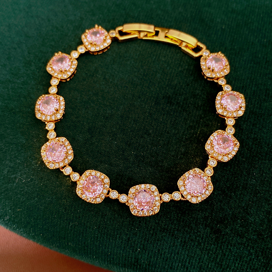 18 quilates de oro real pulsera de fichaje cuadrada ligera pulsera de nicho temperamento refinado elegante joyas al por mayor