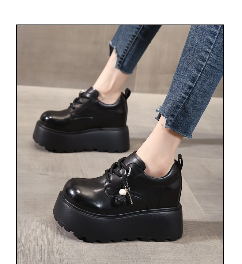 Giày loafer nữ đế dày tăng chiều cao phong cách Hàn Quốc — màu đen chi tiết 11