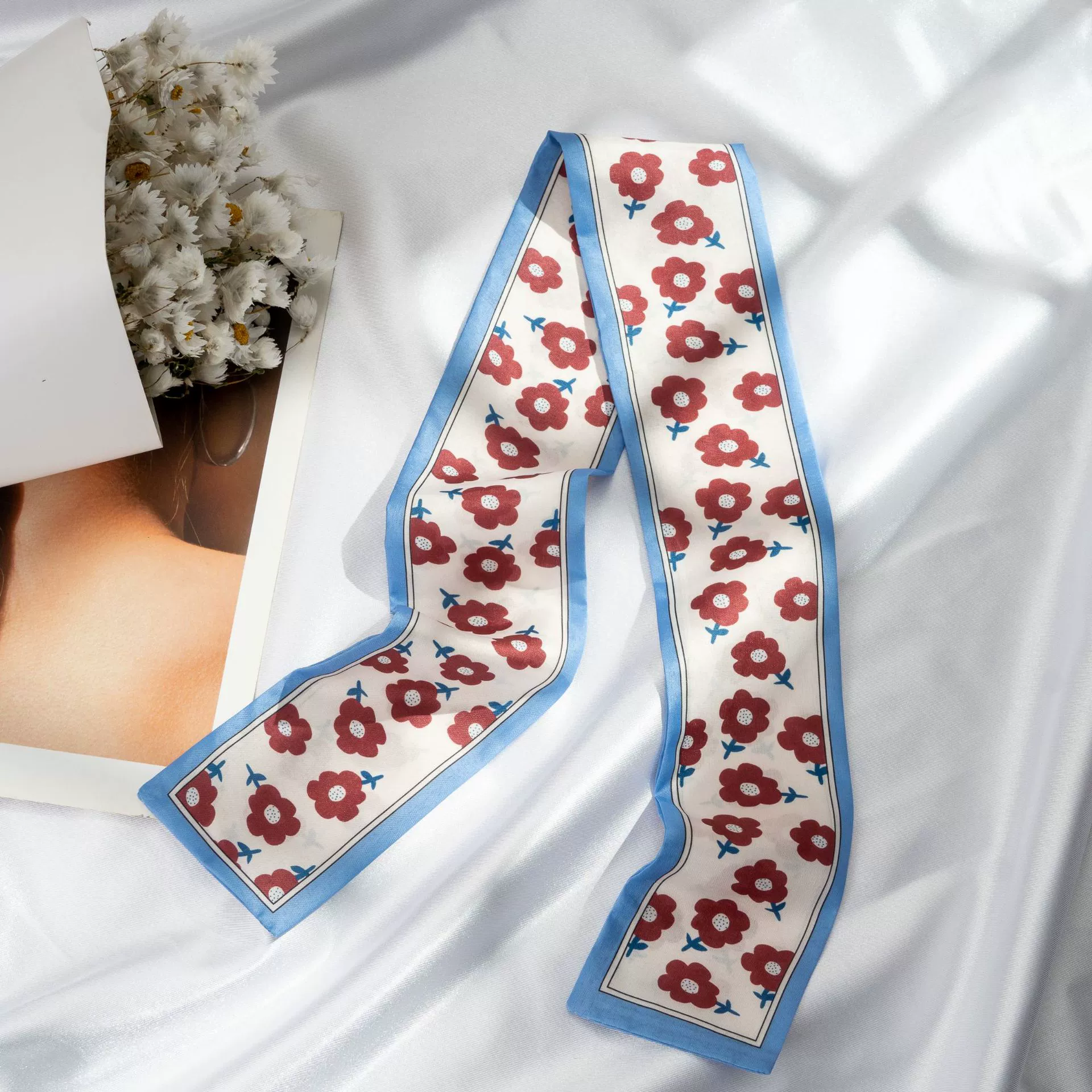 Silk Scarf Hairband (Suhang) long streamer 89×3.8 cm, lightweight gift box option