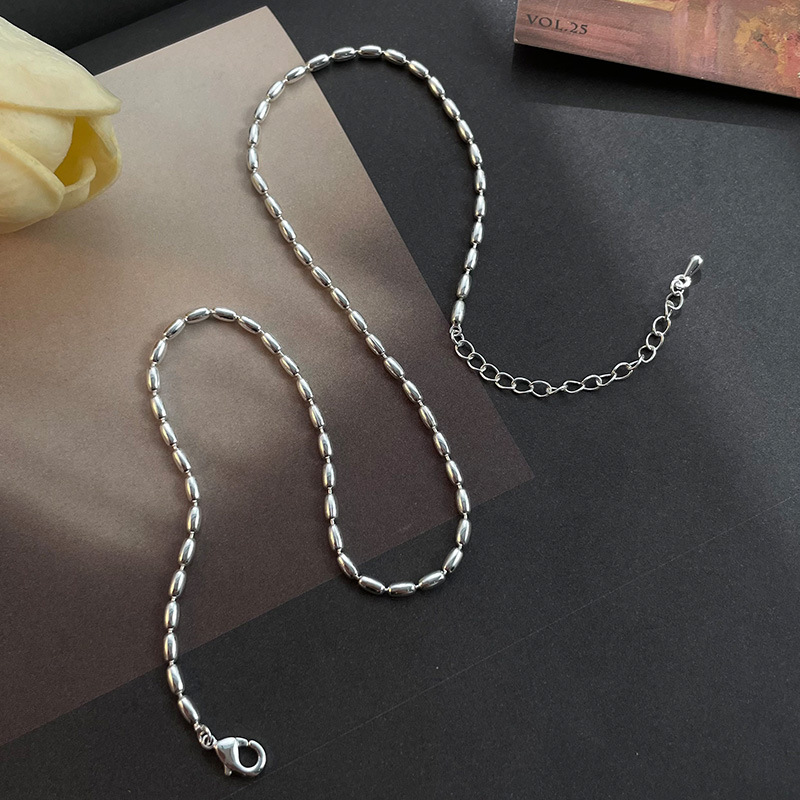 Summer silver millet beaded love necklace women's fashion versatile light luxury niche choker clavicle chain necklace_voghion.com