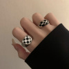 Retro fashionable ring, Korean style, silver 925 sample, on index finger