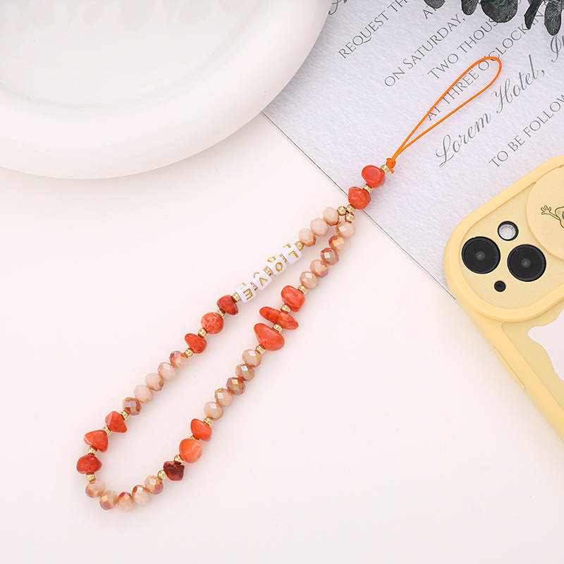 Nadya's new cross-border European and American crystal stone color matching mobile phone chain fashion beaded mobile phone case beauty lanyard wholesale
