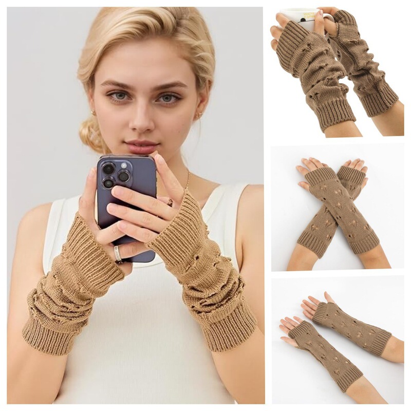 Ski Fleece Mid-Length Arm Warmers Half-Finger New Heart Pattern Wrist Guards Stacked Sleeves Thermal Autumn and Winter Knit Ski Fleece Mid-Length Arm Warmers Half-Finger New Heart Pattern Wrist Guards Stacked Sleeves Thermal Autumn and Winter Knit