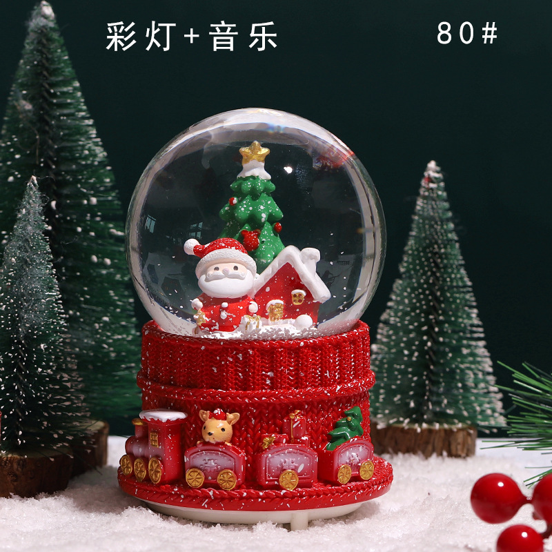 Pequeño libro rojo estilo caliente perro de orejas grandes bola de cristal caja de música nieve brillante niña dormitorio decoración de escritorio regalo