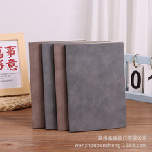 复古纯色简约羊巴皮A5笔记本 随身记事本办公会议笔记本可定内芯