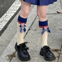 女童袜子春秋季薄款女孩韩版卡通兔子警官小腿袜儿童袜秋冬中筒袜