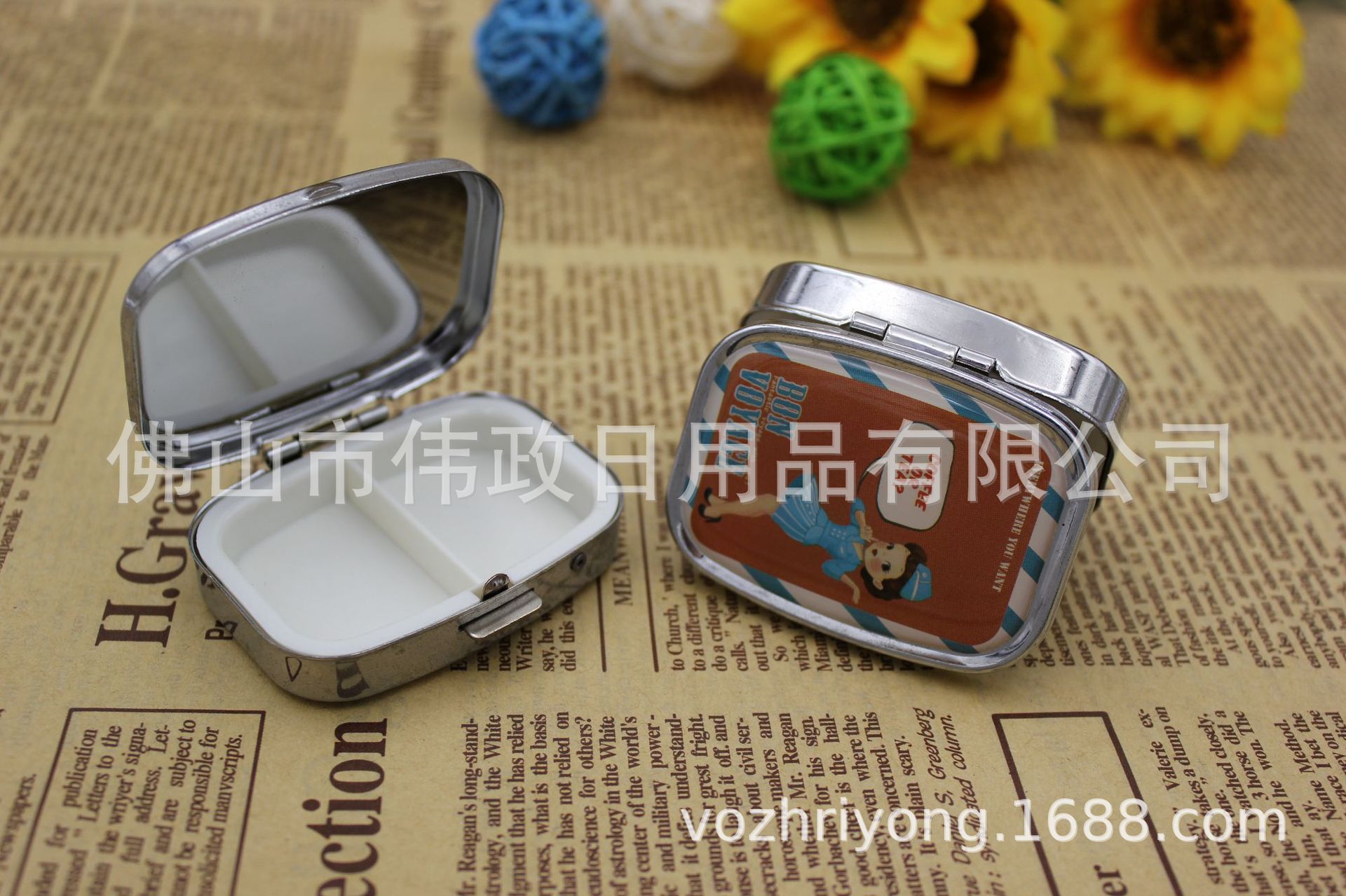 圆角长方形药盒 2格药丸盒、 3格金属盒、7格医用药品盒