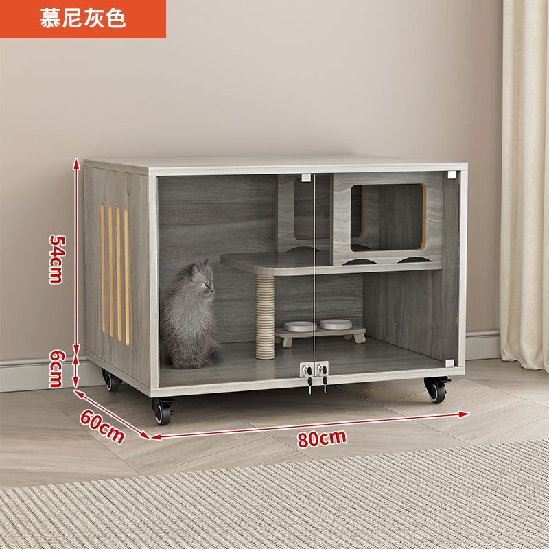 实木多层猫别墅猫笼子生态板超大猫窝猫柜单层透明豪华猫窝猫柜子|undefined