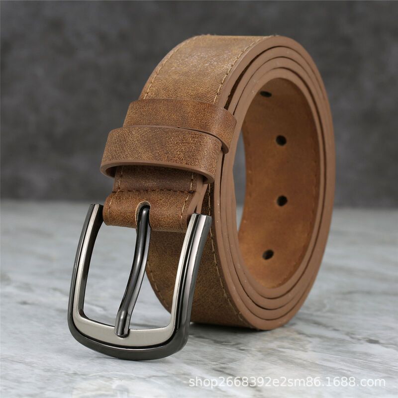 New men's vintage belt with zinc alloy buckle, pin buckle, business casual versatile belt, men's factory military training belt