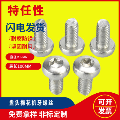 GB2672 Factory wholesale M3M4 Pan head 304 stainless steel Plum blossom Machine Screws Plum blossom Theft prevention Screw