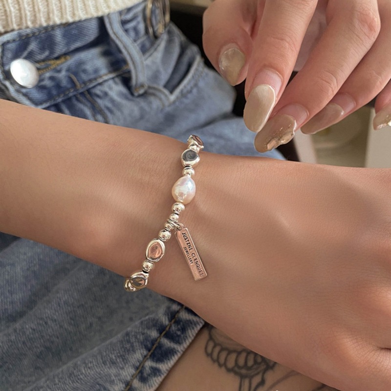 Baroque Sterling Silver Pearl Bracelet Women's Summer Ins-style Niche Light Luxury High-end Sense No Fade Girlfriend Gift Trendy