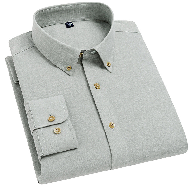 Men's Short-Sleeved Shirt with Linen Modal, Hong Kong Style Solid Color Casual Shirt, Hong Kong Style Casual Shirt, Half-Sleeved Jacket